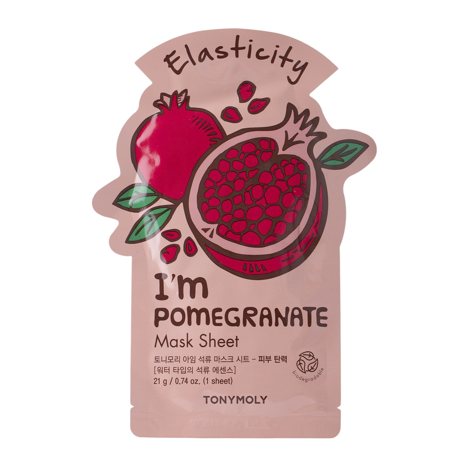 TonyMoly - I`m Real Pomegranate Mask Sheet Elasticity - Ujędrniająca Maska do Twarzy w Płachcie - 1szt/21ml